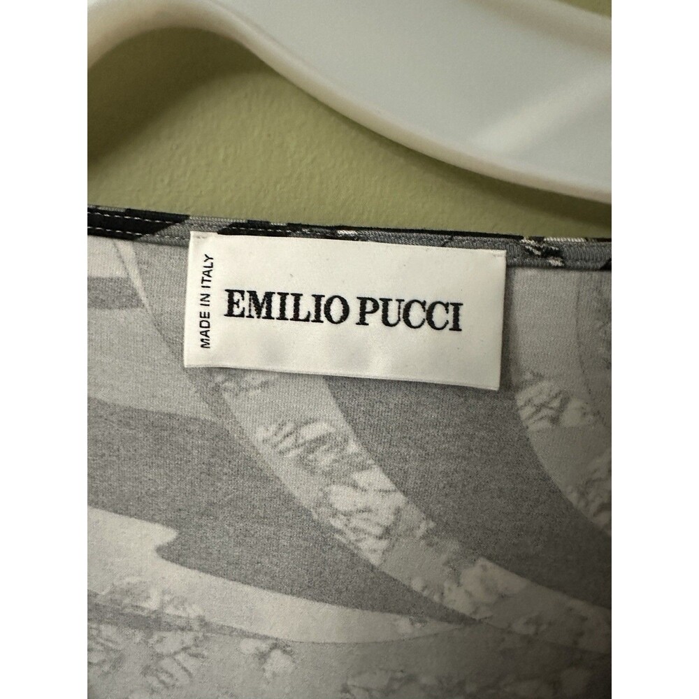 Vintage EMILIO PUCCI Black Grey Long Sleeves Top Blouse Shirt Size 12 US - Picture 6 of 13